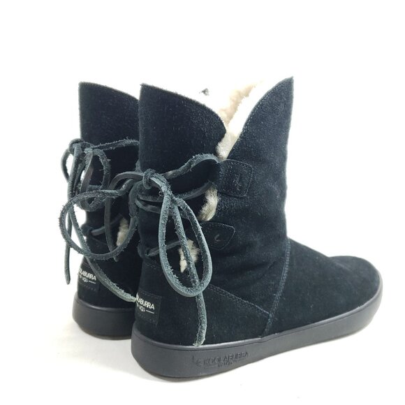 Koolaburra By Ugg Mens Size 8 Black Suede Sheepskin Lined Ankle Boots - Picture 4 of 9